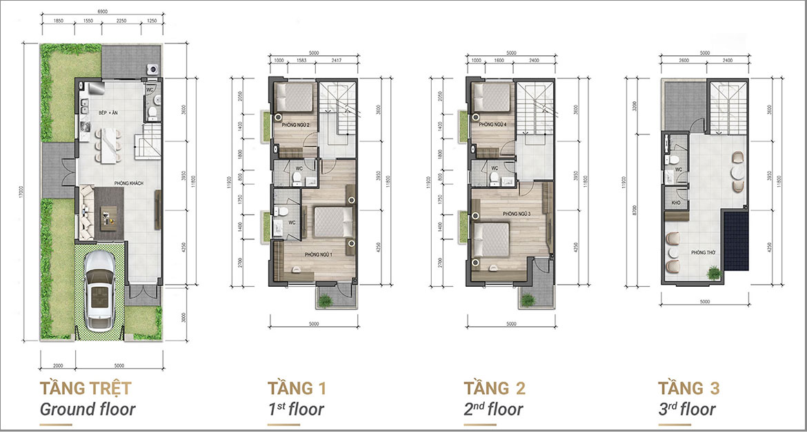 Thiết kế chi tiết nhà phố liên kế góc dự án Verosa Park Khang Điền Quận 9