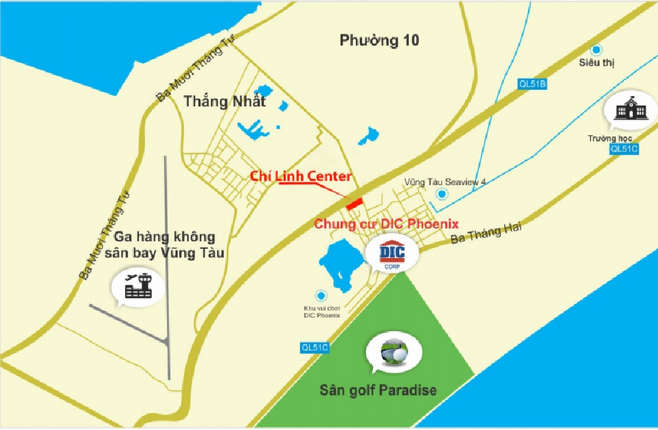 Chí Linh Center Vũng Tàu Tọa lạc ngay góc giao 2-9 và đường Nguyễn hữu Cảnh trung tâm Tp. Vũng Tàu 