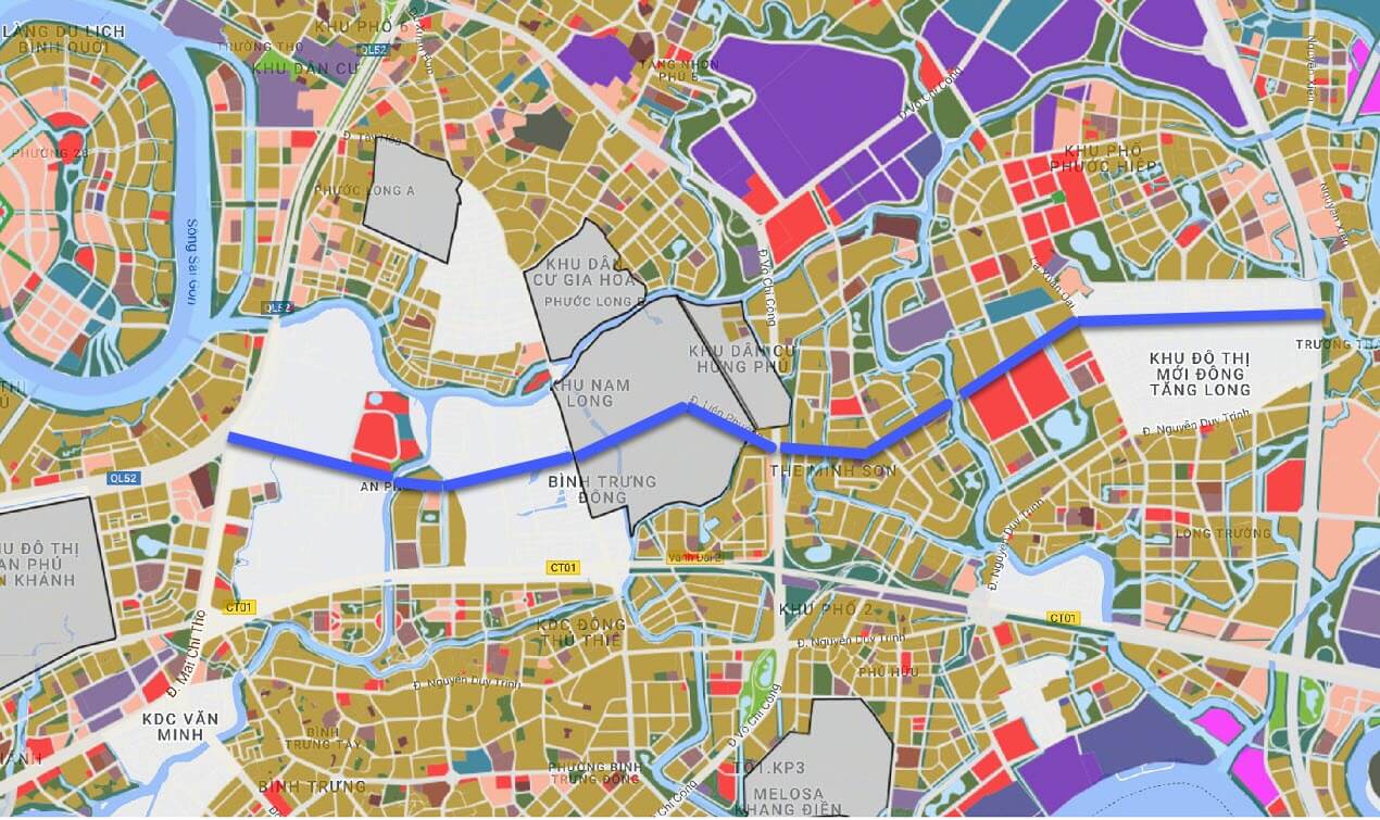 Đường liên phường theo quy hoạch mới nhất trên bản đồ tp Thủ Đức Tp Hồ Chí Minh