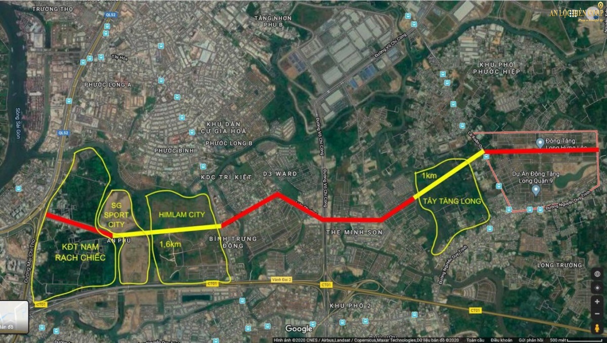 hướng tuyến quy hoạch tuyến đường Liên Phường (quận 9) Thành Phố Thủ Đức