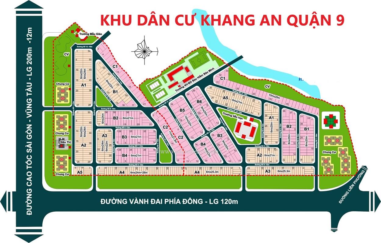 Mặt bằng chi tiết dự án Khang An, Phú Hữu